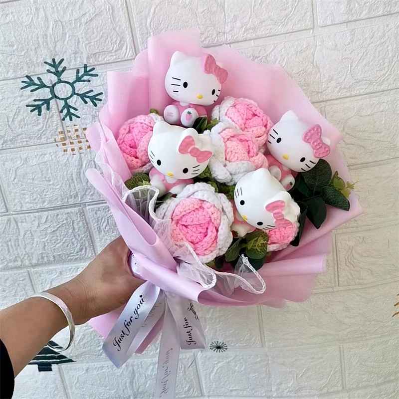 Bouquet de fleurs crochet kawaii Hello Kitty
