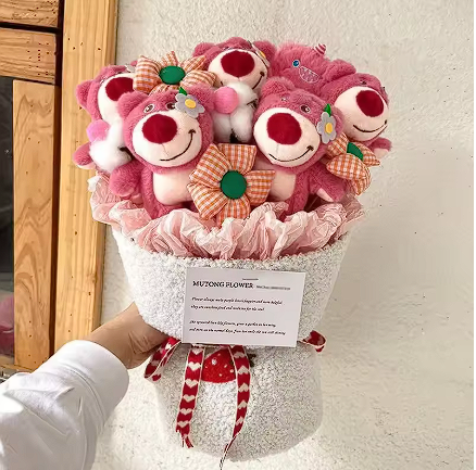 Bouquet peluches ours Lotso roses – Édition spéciale Saint Valentin