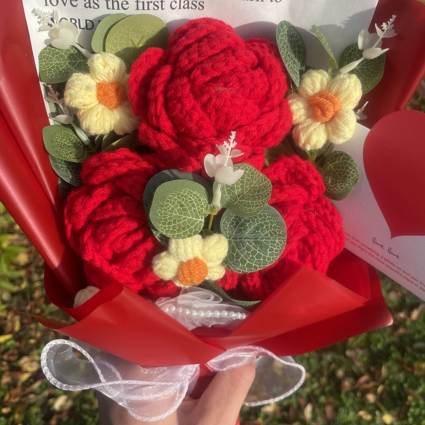 Bouquet de fleurs crochet artisanal grand format