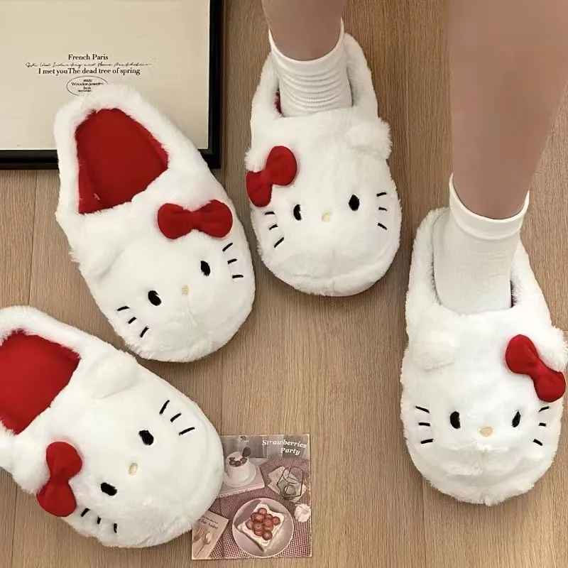 Chaussons Hello Kitty Blanc et Rouge – Ultra douces et confortables