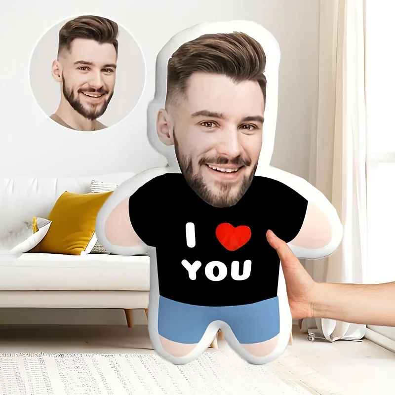 Peluche personnalisée avec photo “I Love You” – Cadeau drôle et plein d’amour
