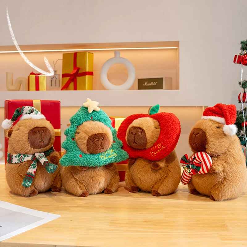 Peluche capybara mignonne – Édition spéciale Noël