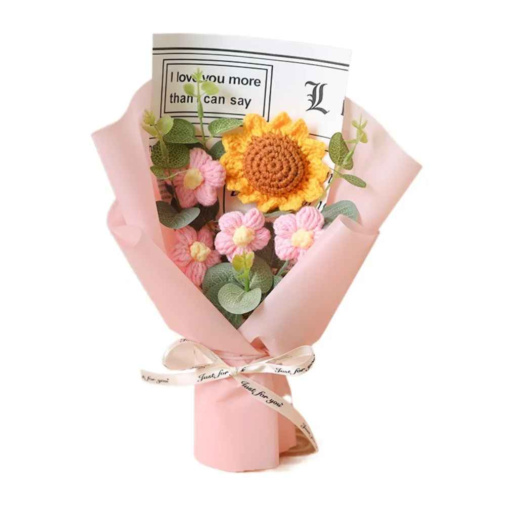 Bouquet de fleurs crochet artisanal petit format