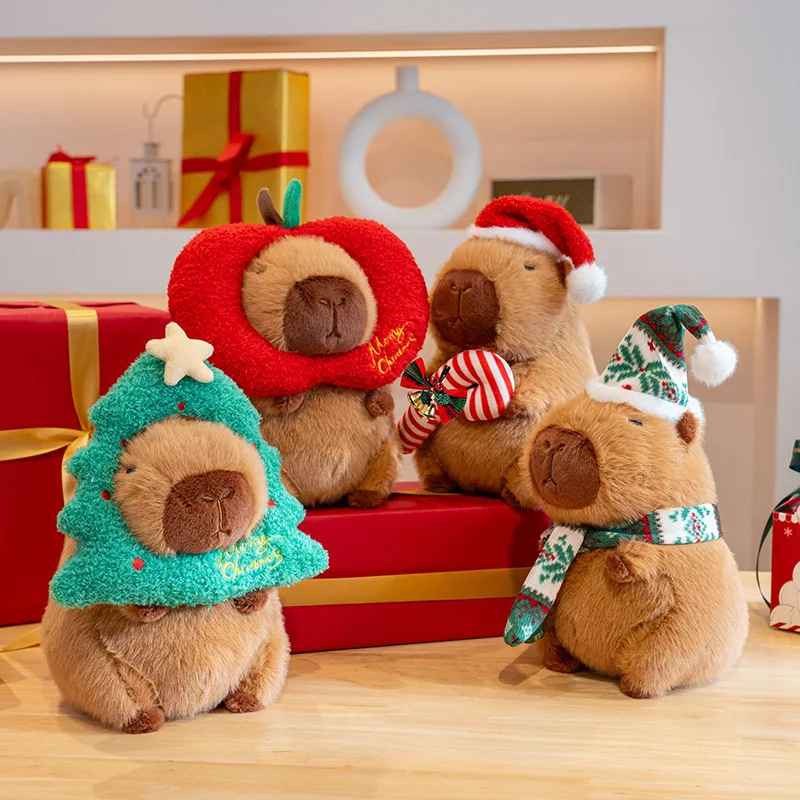 Peluche capybara mignonne – Édition spéciale Noël