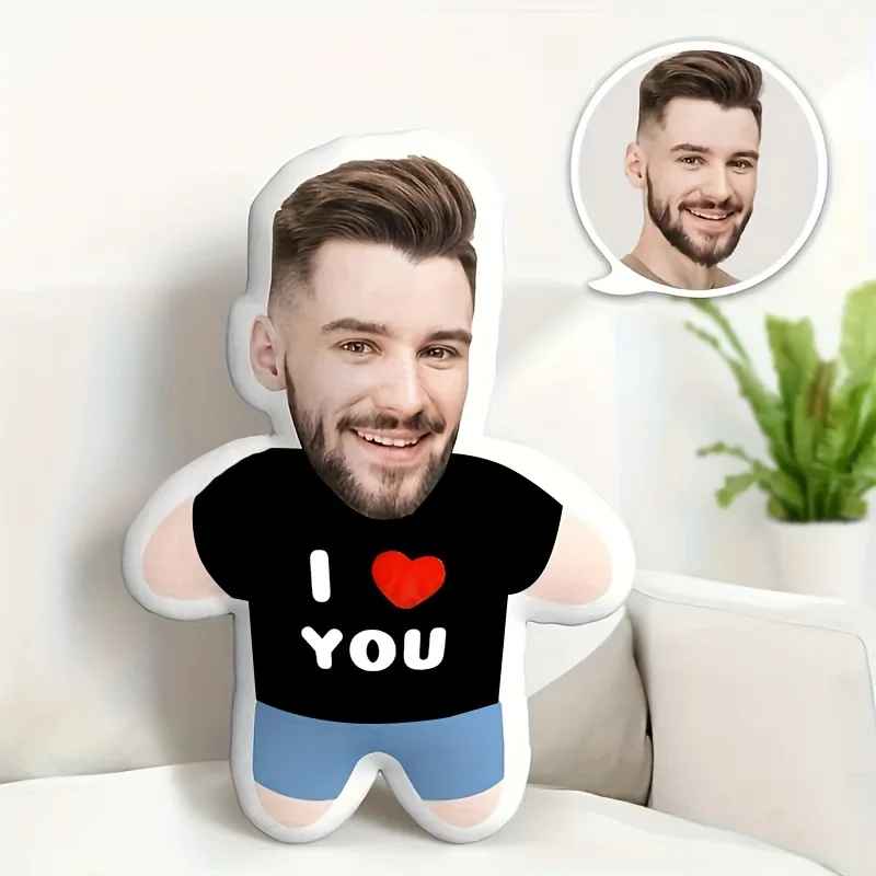 Peluche personnalisée avec photo “I Love You” – Cadeau drôle et plein d’amour