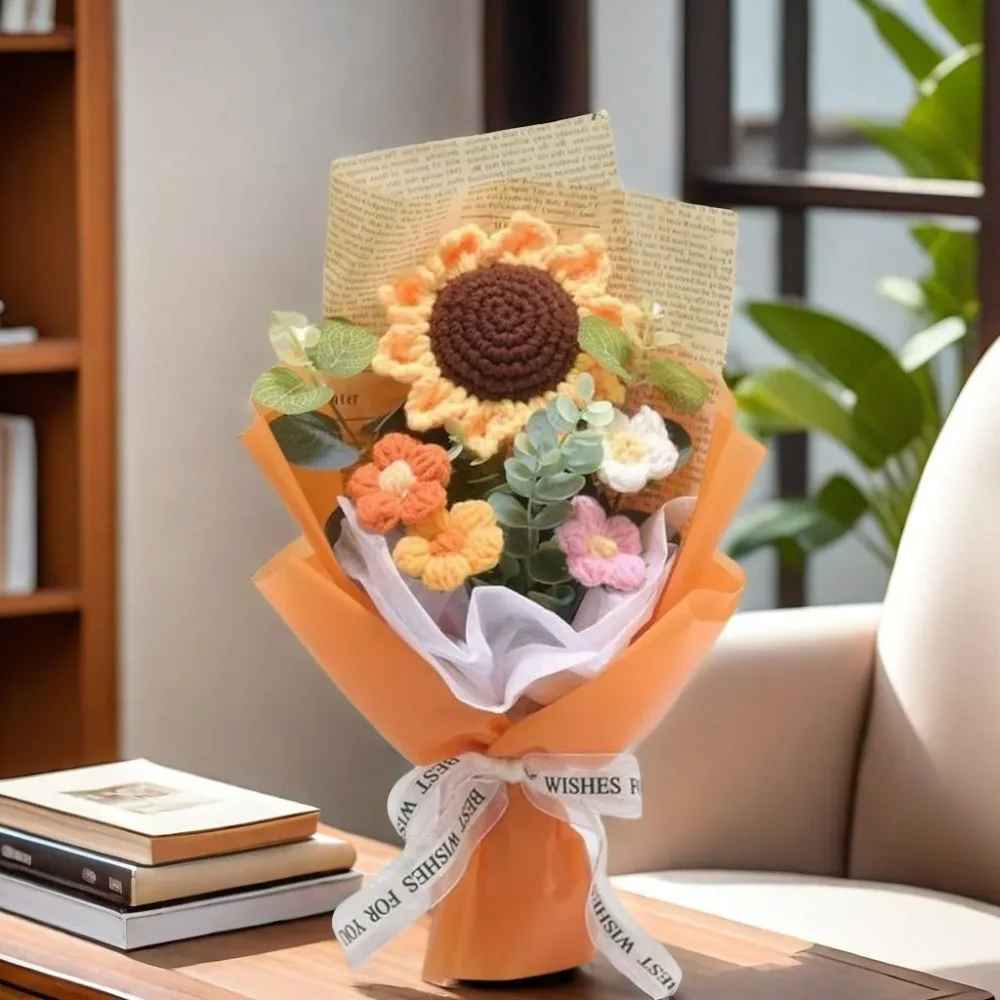 Bouquet de fleurs crochet artisanal petit format