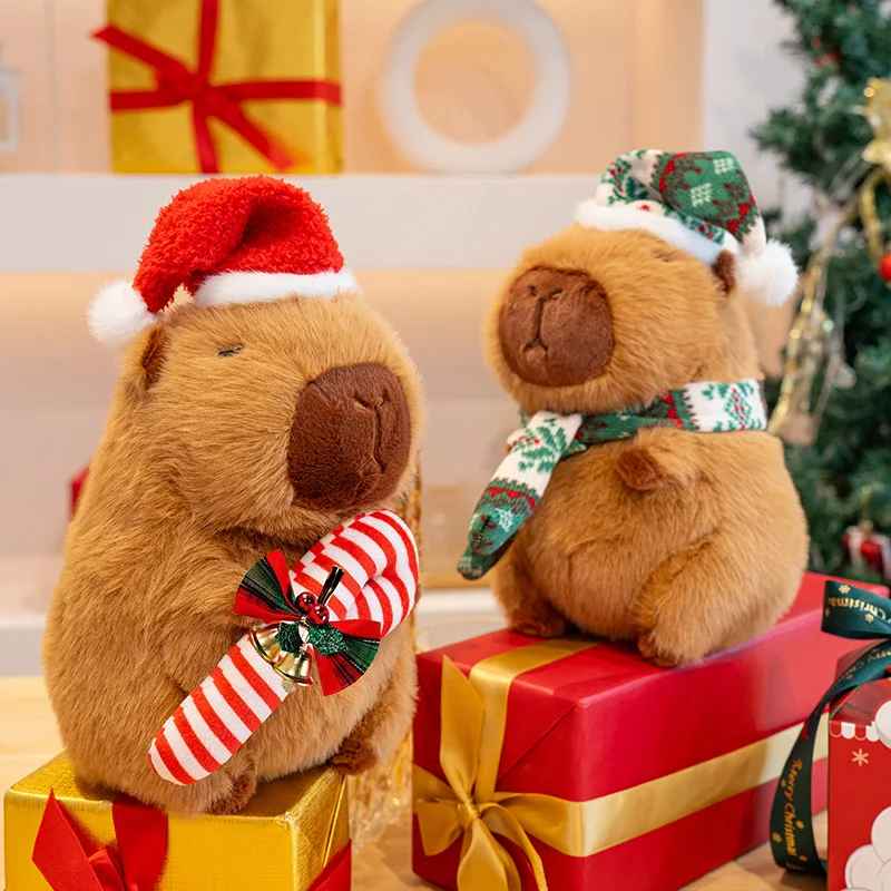 Peluche capybara mignonne – Édition spéciale Noël