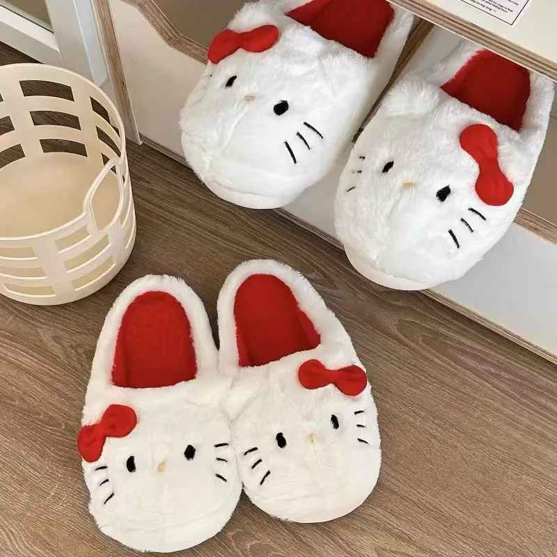Chaussons Hello Kitty Blanc et Rouge – Ultra douces et confortables