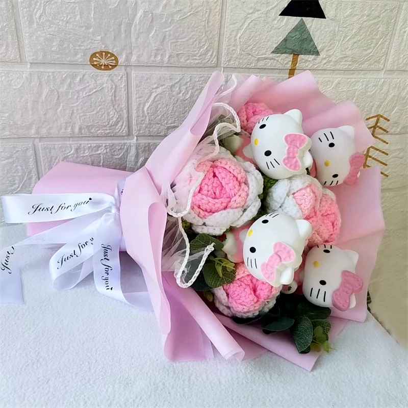 Bouquet de fleurs crochet kawaii Hello Kitty