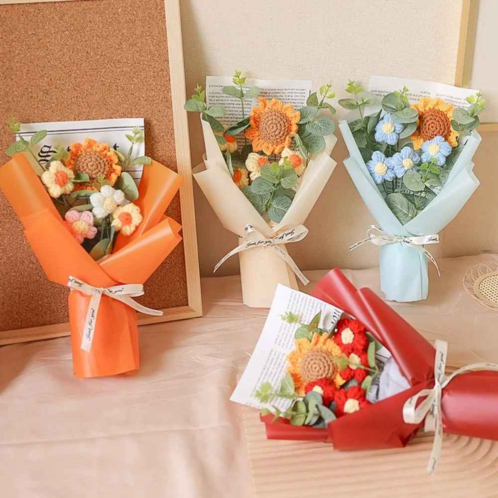 Bouquet de fleurs crochet artisanal petit format