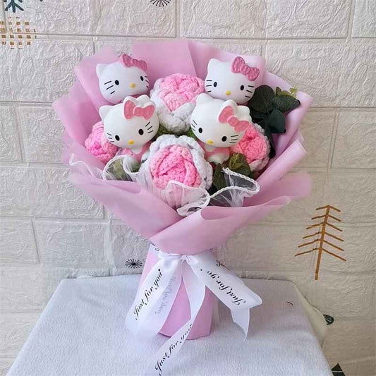 Bouquet de fleurs crochet kawaii Hello Kitty
