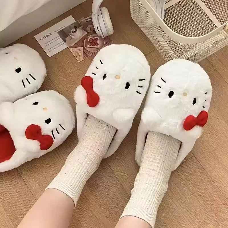 Chaussons Hello Kitty Blanc et Rouge – Ultra douces et confortables