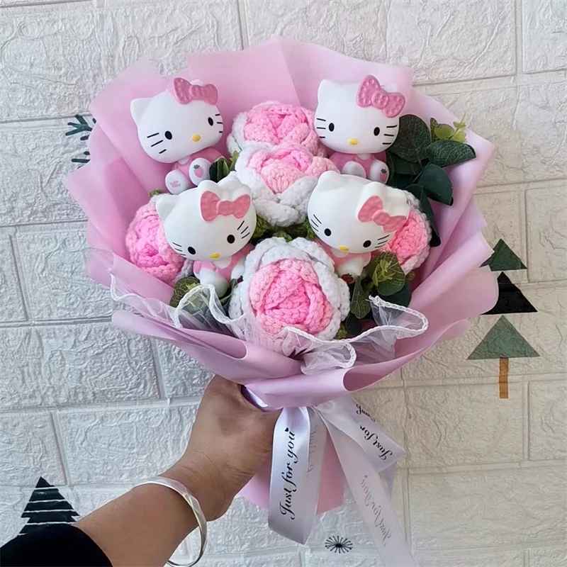 Bouquet de fleurs crochet kawaii Hello Kitty