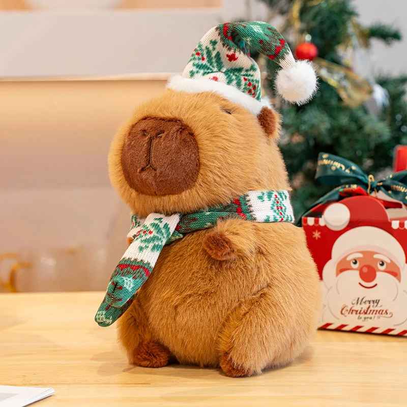 Peluche capybara mignonne – Édition spéciale Noël