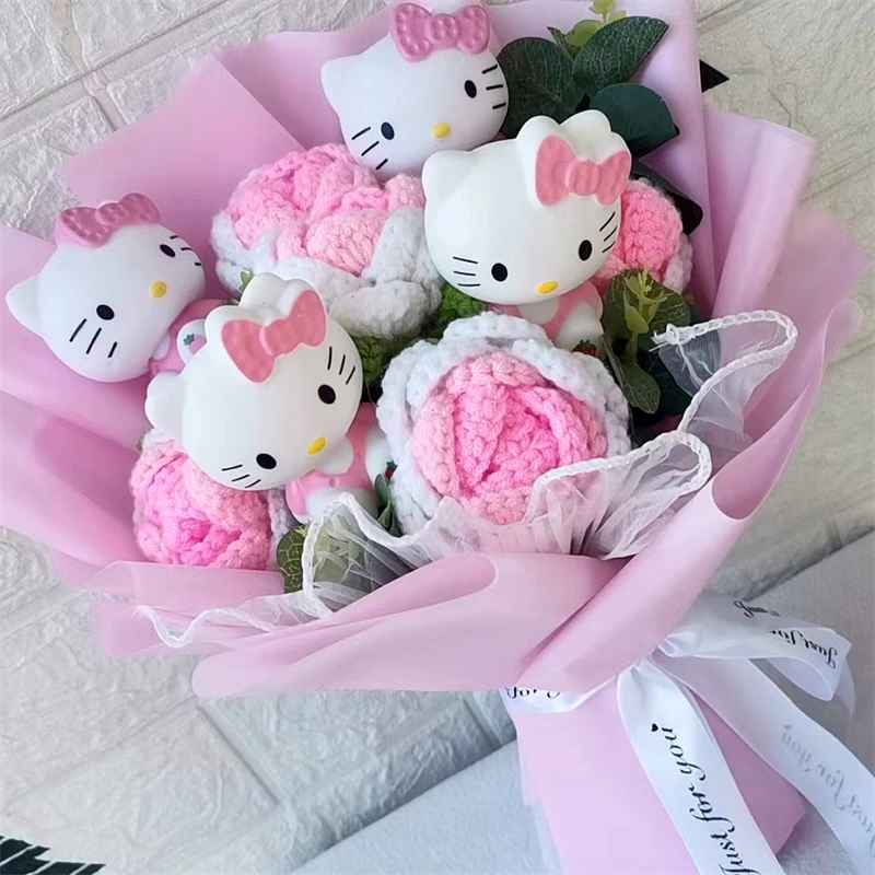 Bouquet de fleurs crochet kawaii Hello Kitty