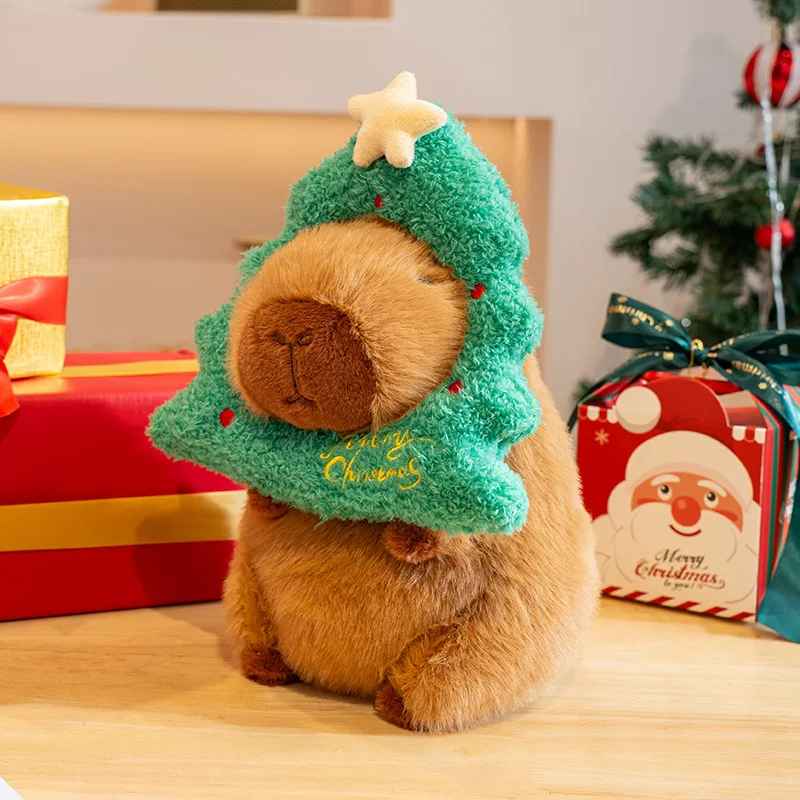 Peluche capybara mignonne – Édition spéciale Noël