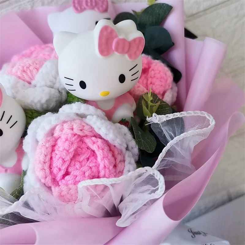 Bouquet de fleurs crochet kawaii Hello Kitty