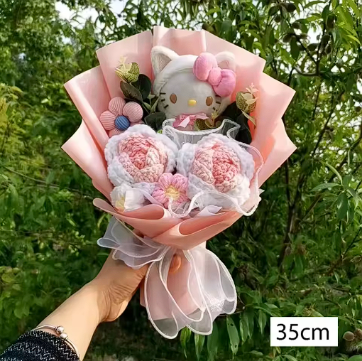 Bouquet de fleurs crochet Hello Kitty